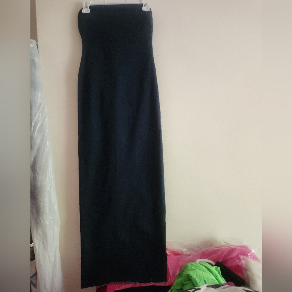 Zara denim strapless midi dress blue BNWT - Picture 9 of 15